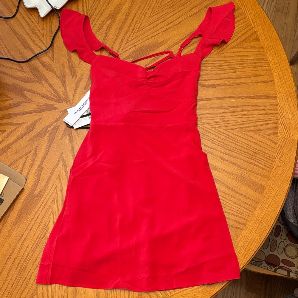 Princess Polly Red Mini Dress with Ruffle Straps